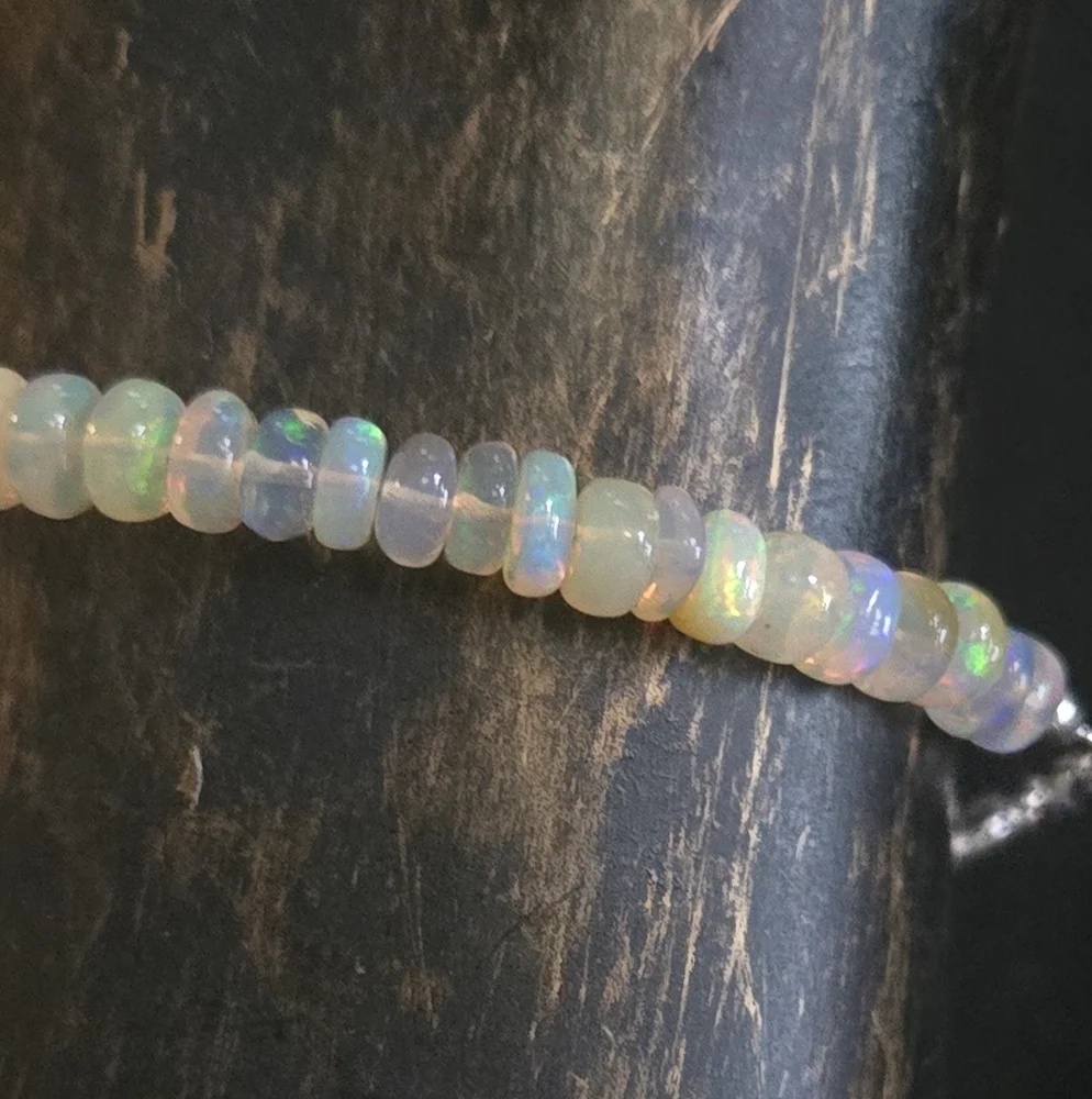 Fire Opal Natural 1-2k ×35 & sterling Rhondel Bracelet Sz8.5" Adjustable - Picture 6 of 8